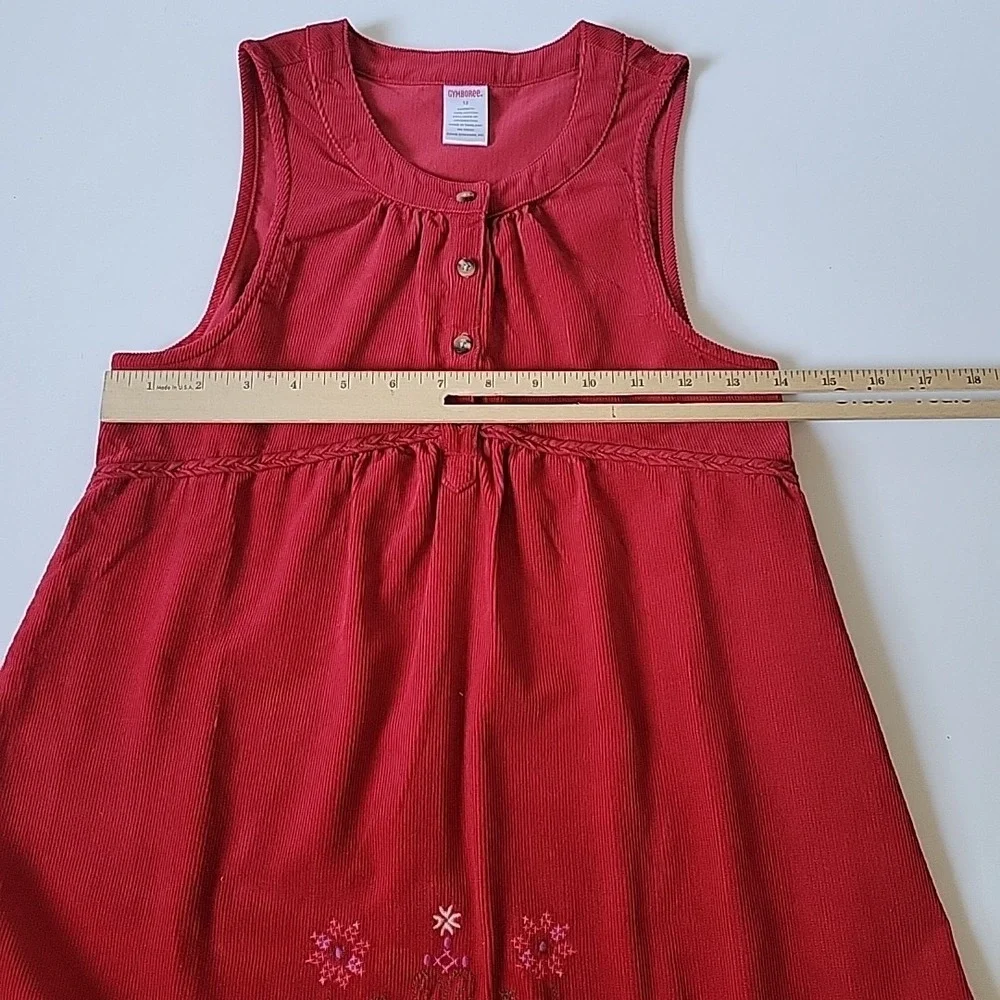 Gymboree Vintage Peruvian‎ Doll Corduroy A-Line Dress Red Flower Embroidered